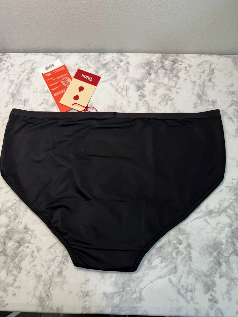 Thinx, Sportslip period panties sleek black Sport label,ideal active use size 4X